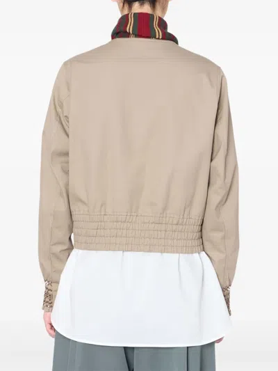 Kolor Beaded-cuff Cropped Jacket In Neutral