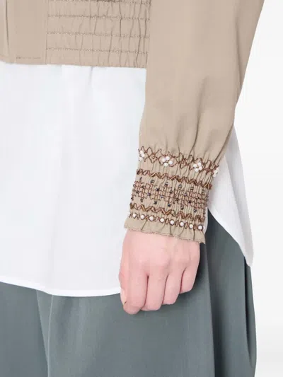 Kolor Beaded-cuff Cropped Jacket In Neutral