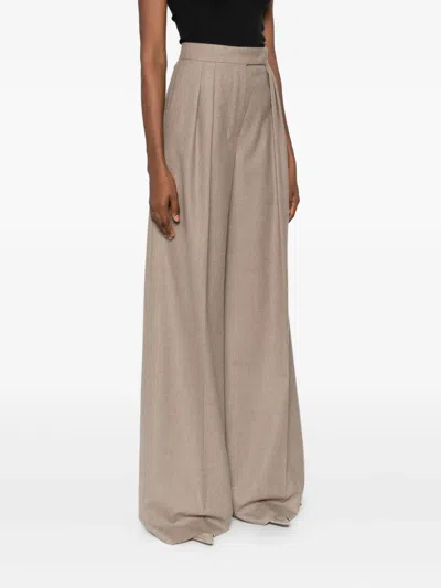 Max Mara High Waist Wide Leg Trousers With Pockets In Neutral