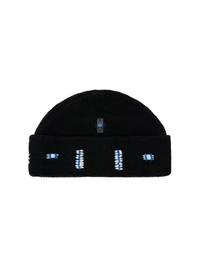 Ader Error Handmade-embroidery Beanie Hat In Black