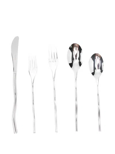 Misette Squiggle 5 Piece Cutlery Set In Silver