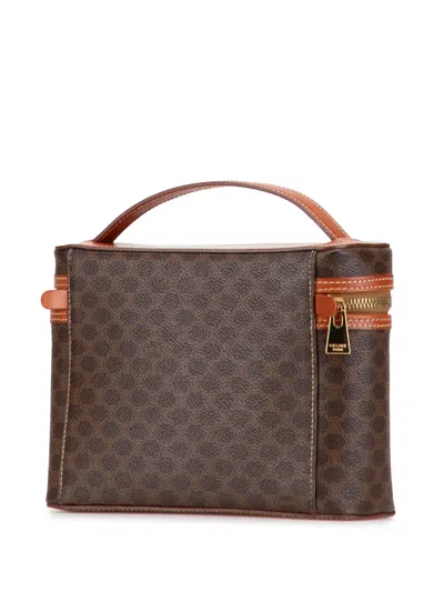 Pre-owned Celine 1999 Macadam Coated Canvas Vanity Bag In Brown