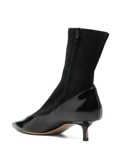 Jacquemus The Tourni Suede And Glossed-leather Ankle Boots In Black