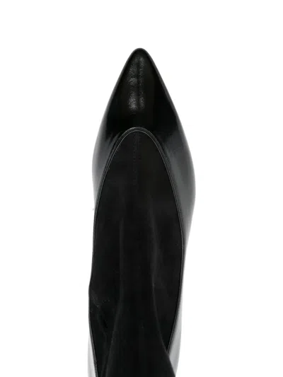 Jacquemus The Tourni Suede And Glossed-leather Ankle Boots In Black