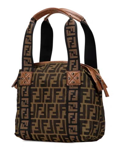 Pre-owned Fendi 2000-2010 Zucca Canvas Ff Handbag In Brown