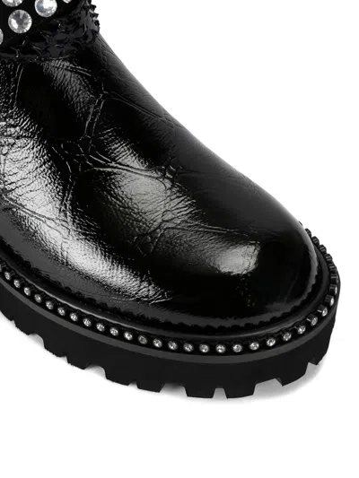 Kurt Geiger Crystal-embellished Multi-strap Biker Boots In Black