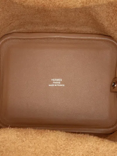 Pre-owned Hermes 2022 Micro Swift Lucky Daisy Picotin Lock 14 Handbag In Brown