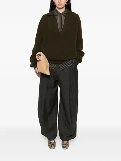 Uma Wang V-neck Sweater In Green