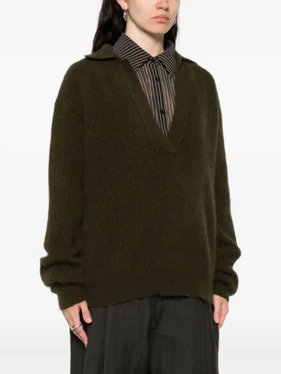 Uma Wang V-neck Sweater In Green