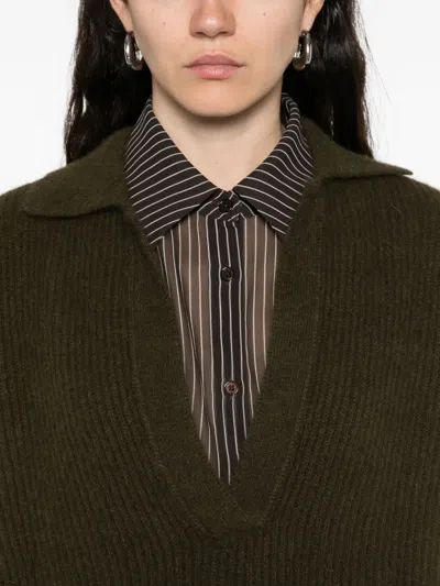 Uma Wang V-neck Sweater In Green