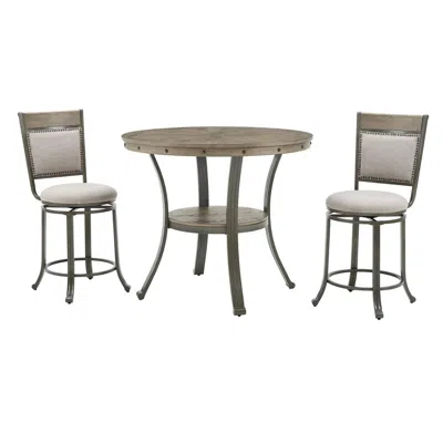 Powell Franklin Gathering Counter Height 42 Inch - Round Pub Table Pewter In Neutral