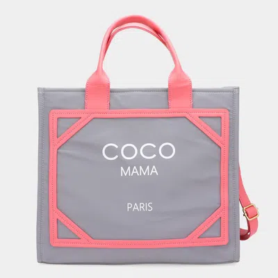 Fashnzfab Coco Mama Message Pointed Fabric Tote Bag / Crossbody Bag In Gray