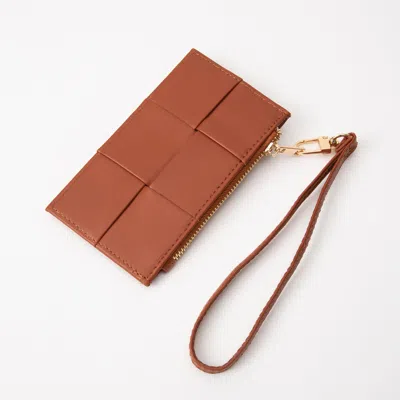 Fashnzfab Faux Leather Weave Flat Wristlet Card / Coin Wallet In Multi