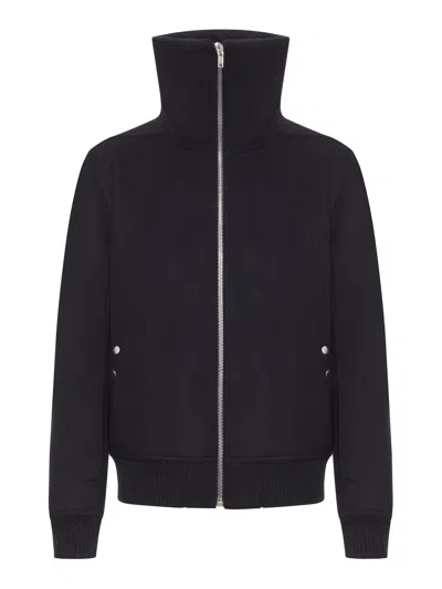 Rick Owens Structured Black Sports Jacket With Ribbed Details And Matte Finish In Black