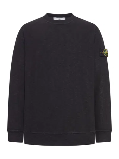 Stone Island Men's Diagonal Fleece Sweatshirt In Black
