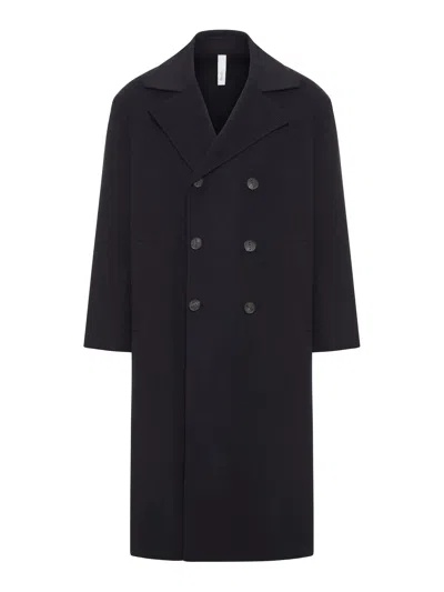 Hevo Double-breasted Wool Coat In Black