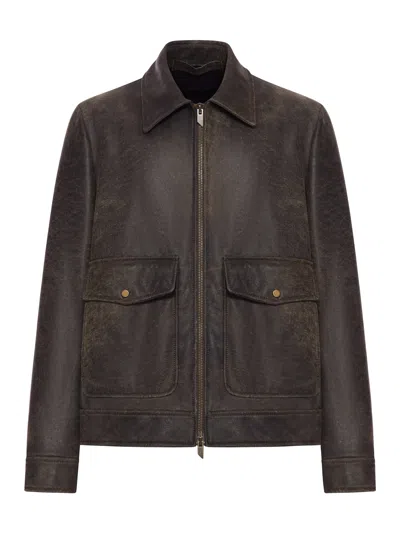 Salvatore Santoro Leather Jacket In Brown
