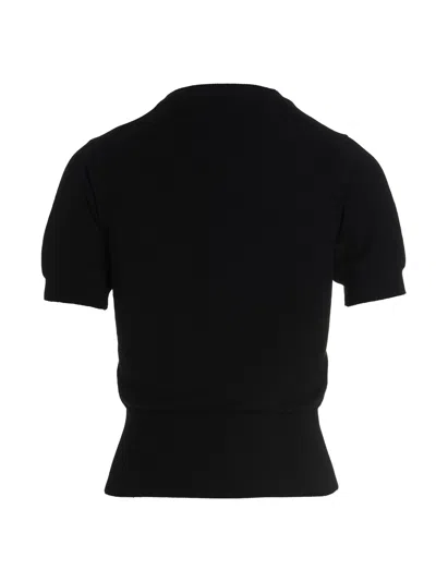 Vivienne Westwood Fitted Short Puff Sleeve Sweater With Embroidered Emblem In Black