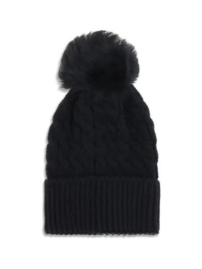 Moncler Wool Hat Featuring Cable Knit And Pom Detail In Black