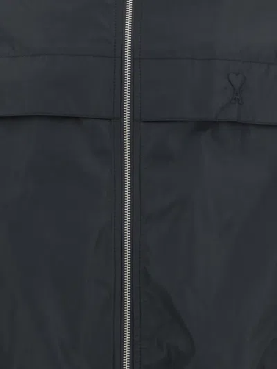 Ami Alexandre Mattiussi Ami Paris Technical Fabric Jacket With Zip And Hood. In Black