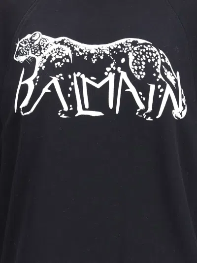 Balmain Leopard Print High-neck Sweatshirt In Black