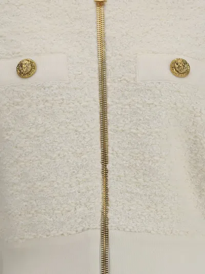 Balmain Batwing Zipped Tweed Bomber Jacket Clothing In Neutral