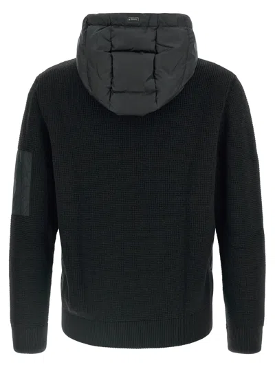 Herno Padded Bomber Jacket With Wool Sleeves Clothing In Black