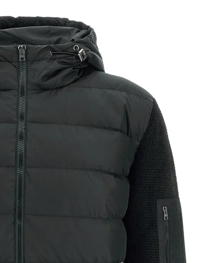 Herno Padded Bomber Jacket With Wool Sleeves Clothing In Black
