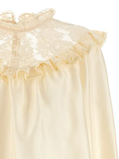 Zimmermann Blouse With Ruffled Collar And Lace In Multi