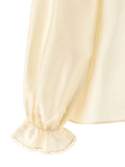 Zimmermann Blouse With Ruffled Collar And Lace In Multi