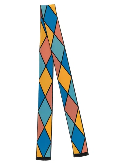 Valentino Geometric Pattern Lightweight Rectangular Scarf In Multi