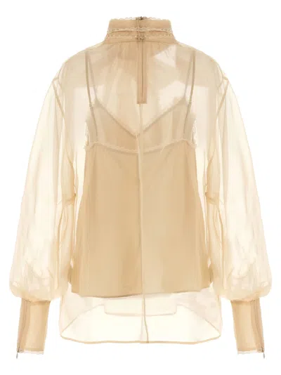 Zimmermann Memento Organza Bow-lace Blouse In Neutral