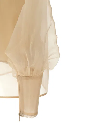 Zimmermann Memento Organza Bow-lace Blouse In Neutral