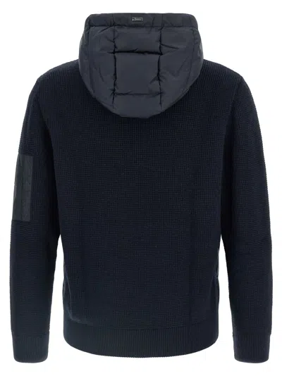 Herno Bi-material Down Jacket In Black