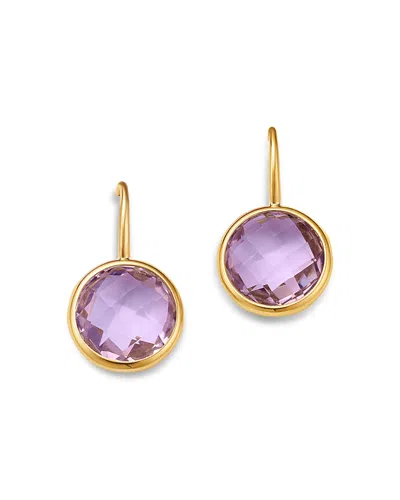 Bloomingdale's Fine Collection Pink Amethyst Bezel Drop Earrings In 14k Yellow Gold In Multi