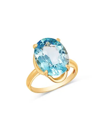 Bloomingdale's Fine Collection Sky Blue Topaz Oval Ring In 14k Yellow Gold In Blue