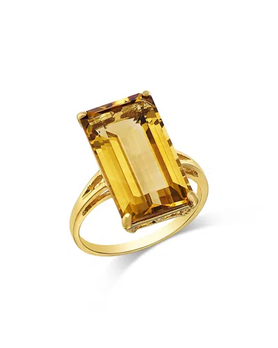 Bloomingdale's Fine Collection Honey Quartz Emerald Cut Solitaire Ring In 14k Yellow Gold In Gold