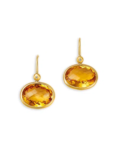 Bloomingdale's Fine Collection Citrine & Diamond Oval Drop Earrings In 14k Yellow Gold In Gold