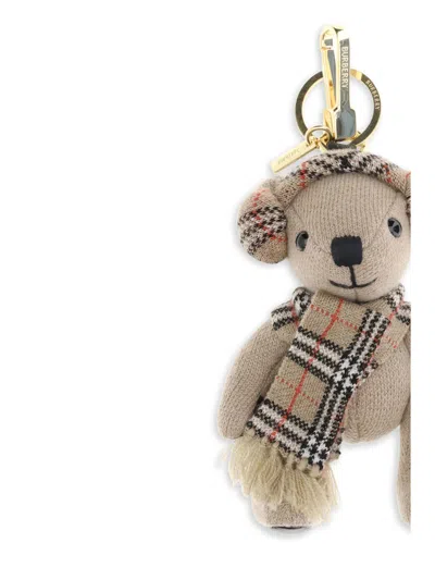 Burberry Checked Wool And Cashmere-blend And Gold-tone Bag Charm In Brown