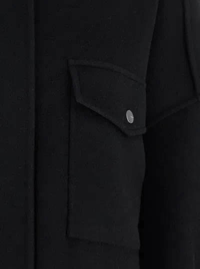 Pinko 'crostino' Black Jacket With Collar With Buttons And Front Pockets In Wool Blend Woman In Black