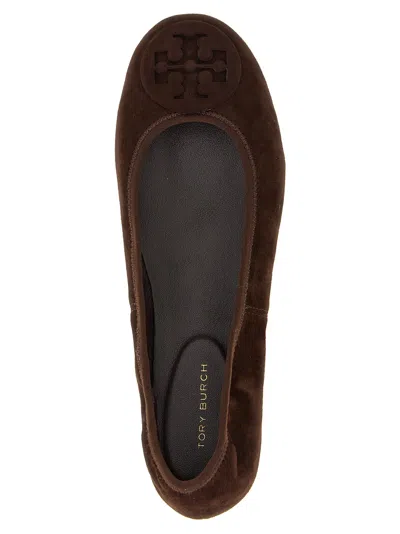 Tory Burch Brown Suede Minnie Ballerinas In Brown
