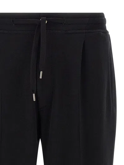 Brunello Cucinelli Cotton Blend Joggers Cuffed Hem Side Pockets In Black