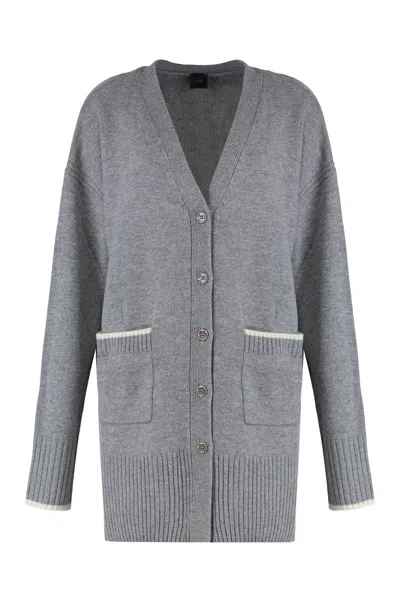 Pinko Cardigan Long À Col V In Gray