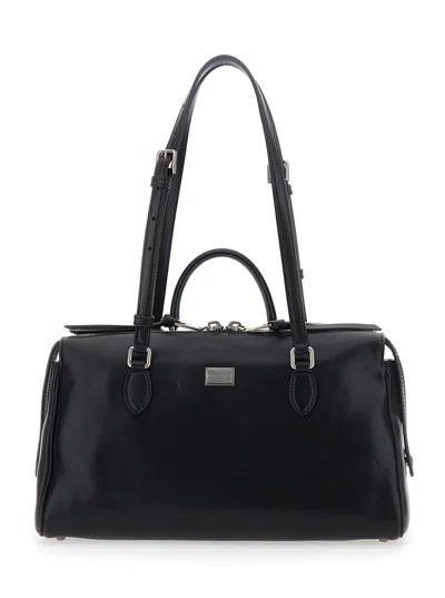 Dolce & Gabbana Calf Leather Shoulder Bag Vittoria Model In Black