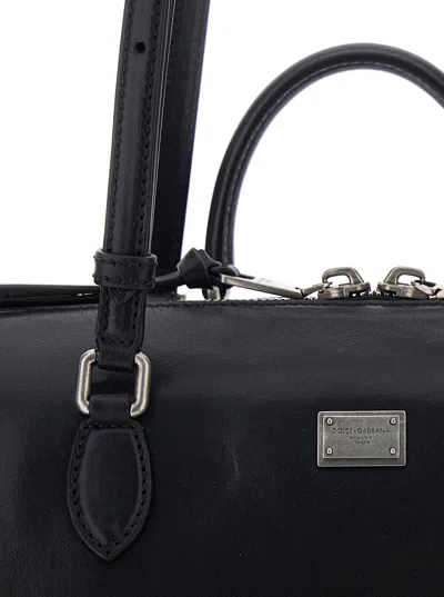 Dolce & Gabbana Calf Leather Shoulder Bag Vittoria Model In Black