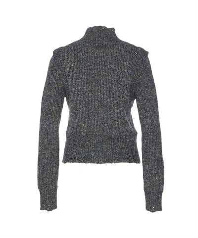 Pinko Knit Turtleneck With Cable Stitch In Gray