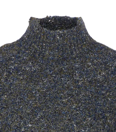 Pinko Knit Turtleneck With Cable Stitch In Gray