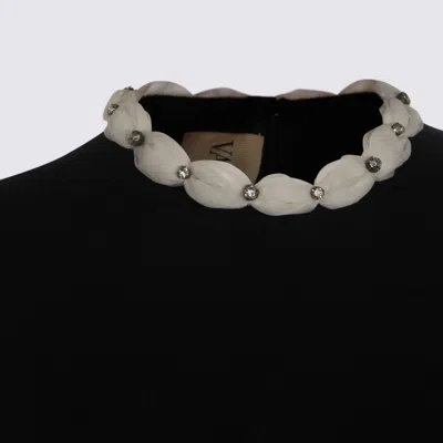 Valentino Embellished Neckline Fitted Short Sleeve Knitwear In Black