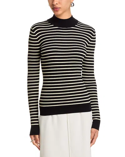 Essentiel Antwerp Ifrancis Striped Turtleneck Pullover Sweater In Black