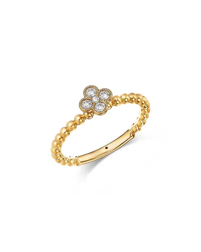 Bloomingdale's Fine Collection Diamond Clover Ring In 14k Yellow Gold, 0.16 Tcw In Gold